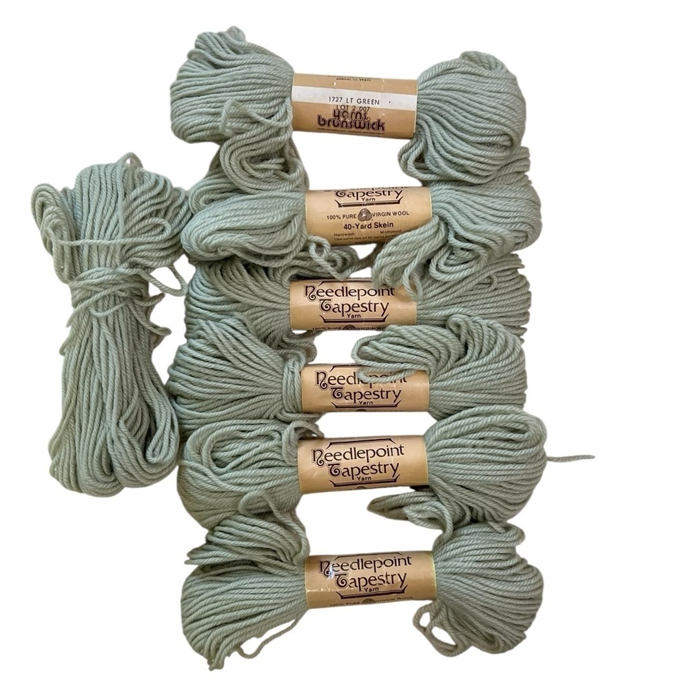 Lot Brunswick Needlepoint Tapestry Yarn Wool 40 Yd 6 Skeins Light Green